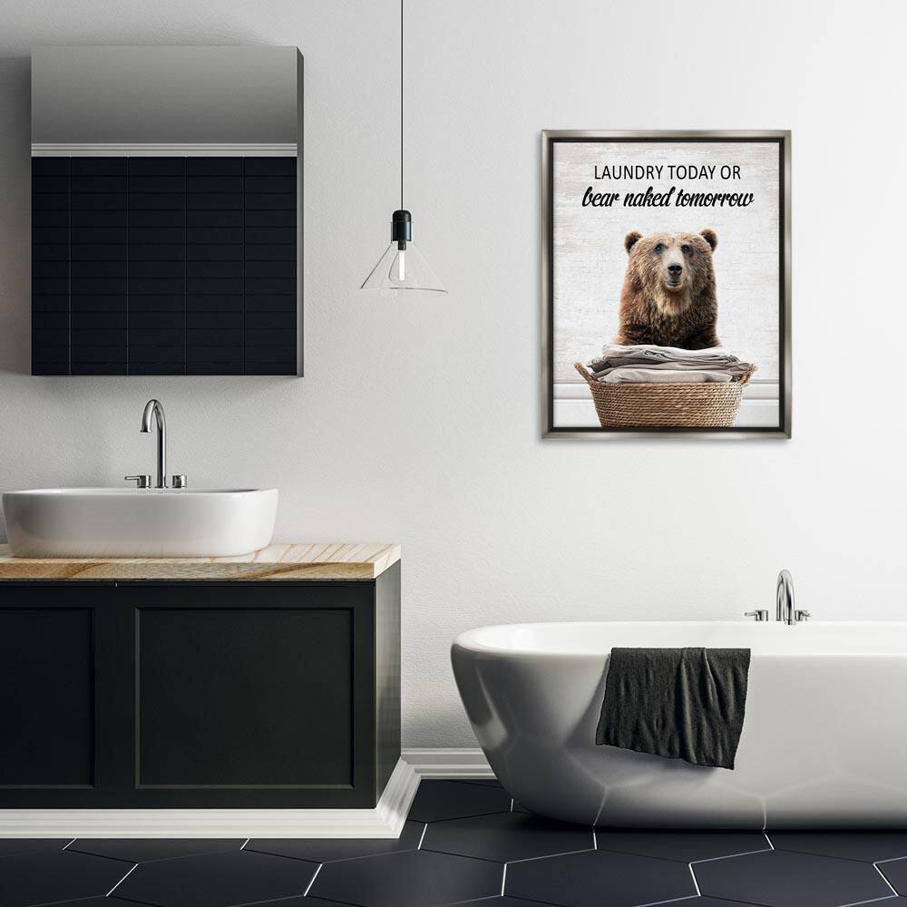 Laundry or Bear Naked by Lettered and Lined Gray Floater Frame Typography Graphic Art Print 31 in. x 25 in. price history on PriceWatchPro