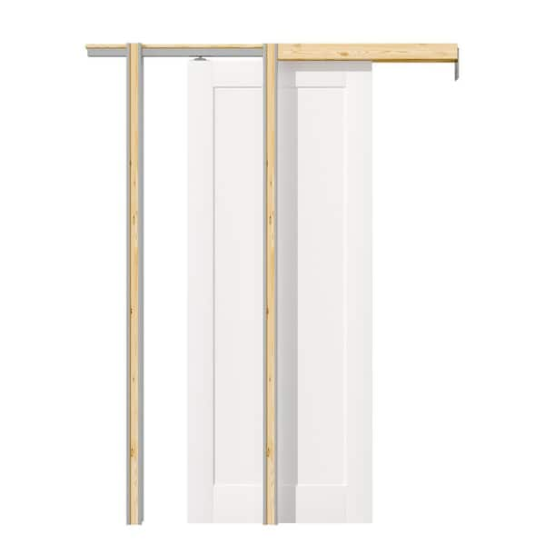 ARK DESIGN 32 in. x 80 in. Paneled White Primed MDF Pocket Sliding Door with Pocket Door Frame and Hardware Kit