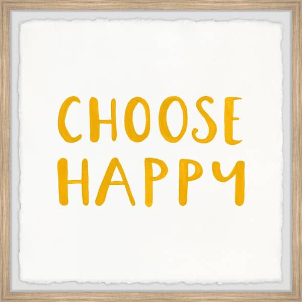 Unbranded "Choose Happy II" by Marmont Hill Framed Typography Art Print 24 in. x 24 in.