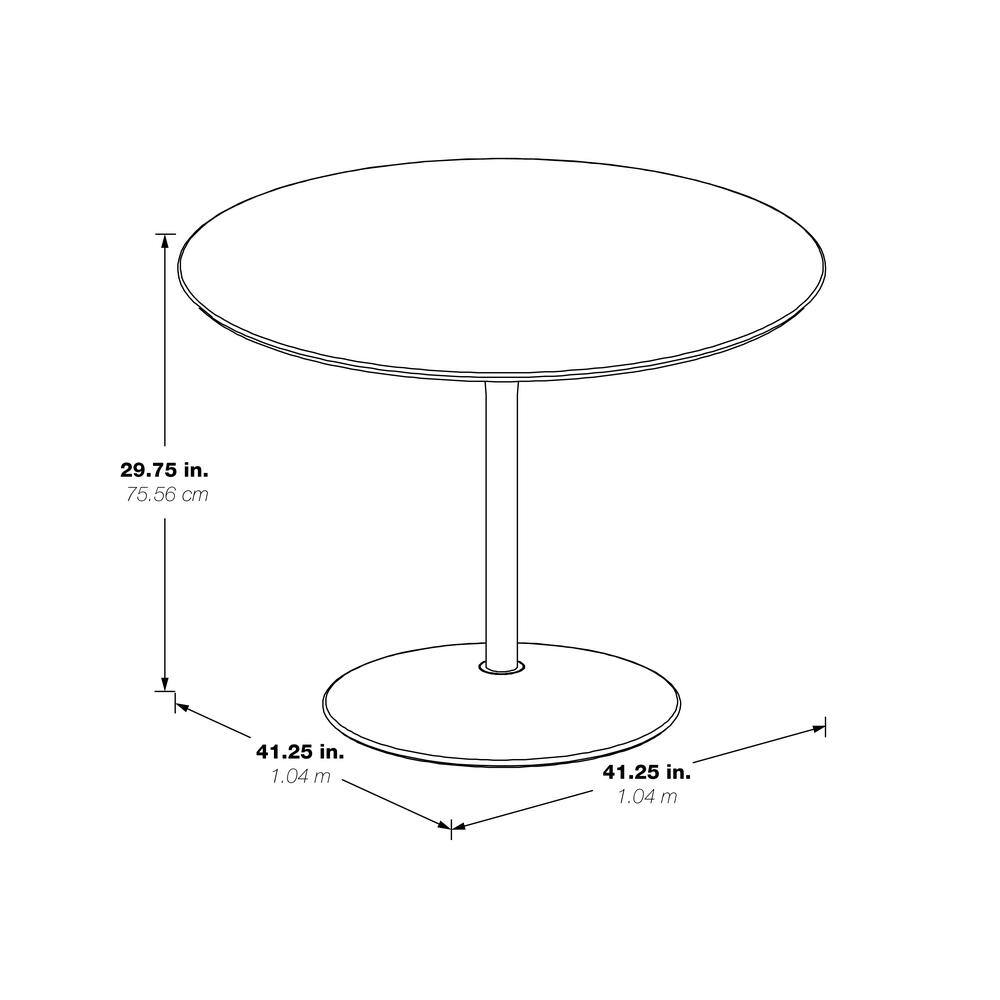 41" White Laminate Round Dining Table with Steel Base