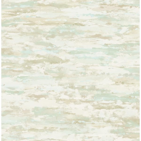Seabrook Designs Brushstroke Watercolor Metallic Ice Blue, Taupe, and Ivory Paper Strippable Roll (Covers 56.05 sq. ft.)