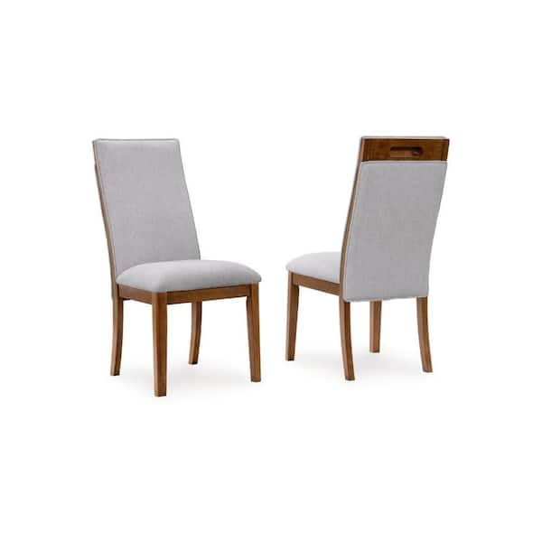 Benjara Jeyn Brown and Light Gray Polyester Full Back Dining Side Chair (Set of 2)