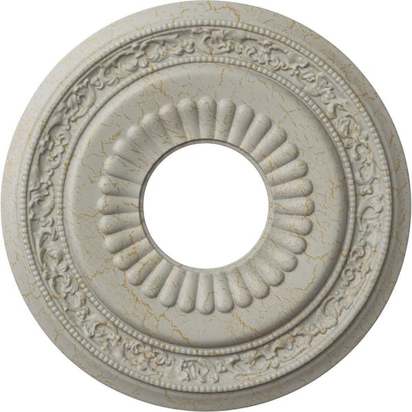 Ekena Millwork 1-3/8 in. x 20-5/8 in. x 20-5/8 in. Polyurethane Lauren Ceiling Medallion, Pot of Cream Crackle