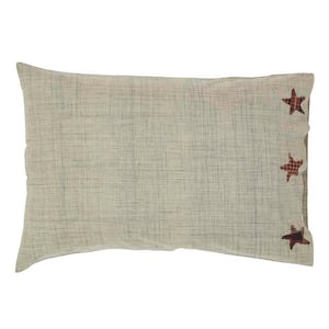 Abilene Star Tan Burgundy Brown Primitive Cotton Standard Pillowcase (Set of 2)