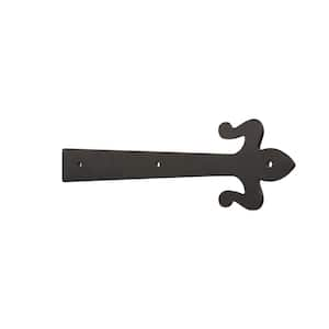 10 in. Black Decorative Fleur-De-Lis Strap Hinge (2-Pack)