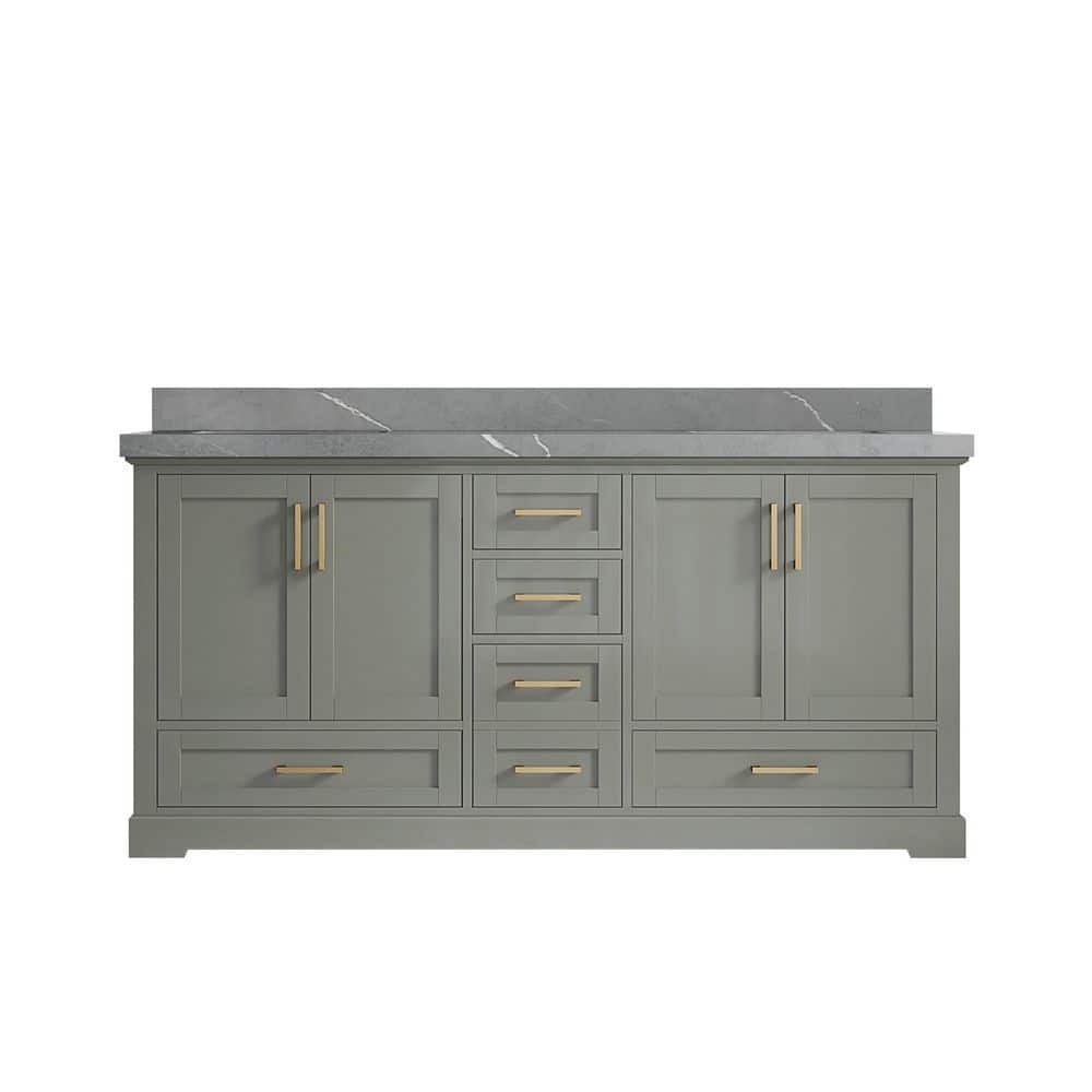 Boston 72 in. W x 22 in. D x 36 in. H Double Sink Bath Vanity in Evergreen with 2 in. Pearl Gray Quartz Top price history on PriceWatchPro