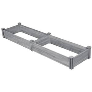 10.6 in. H x 24.6 in. W x 97 in. L Wooden Raised Garden Bed Divisible Planter Box Gray