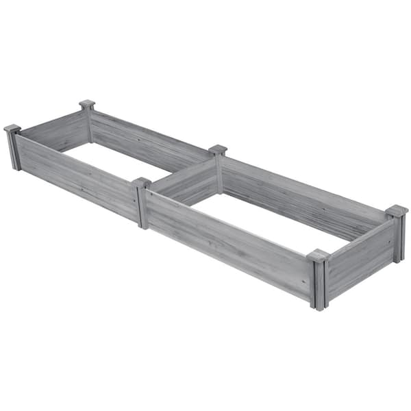 Yaheetech 10.6 in. H x 24.6 in. W x 97 in. L Wooden Raised Garden Bed Divisible Planter Box Gray