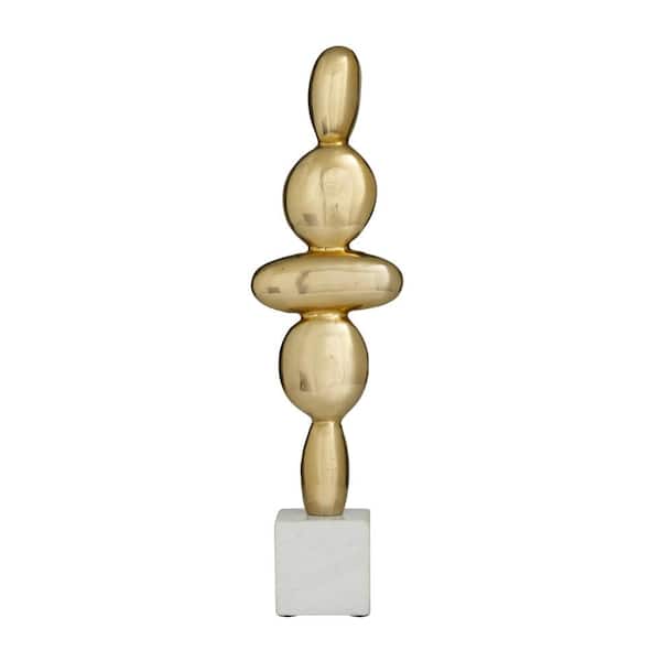 CosmoLiving by Cosmopolitan Gold Aluminum Stacked Abstract Sculpture with Marble Base