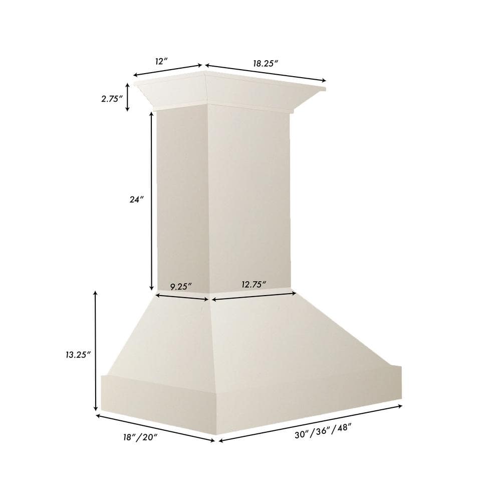 30" Cottage White Pine and Stainless Steel Wall Mount Range Hood