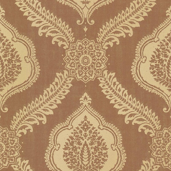 Kenneth James Zoraya Copper Damask Copper Wallpaper Sample