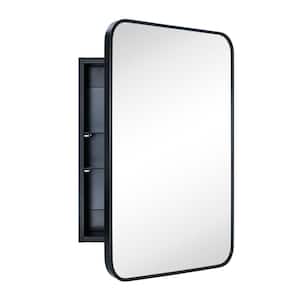 Garnes 16.5 in. W x 24 in. H Rectangular Recessed or Surface Mount Metal Framed Medicine Cabinet with Mirror in Black