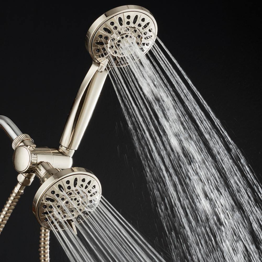 Brushed Nickel Dual Shower Head with 48 Settings