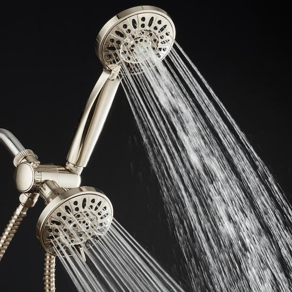 48-spray 4 in. Dual Shower Head and Handheld Shower Head with Body spray in Brushed Nickel