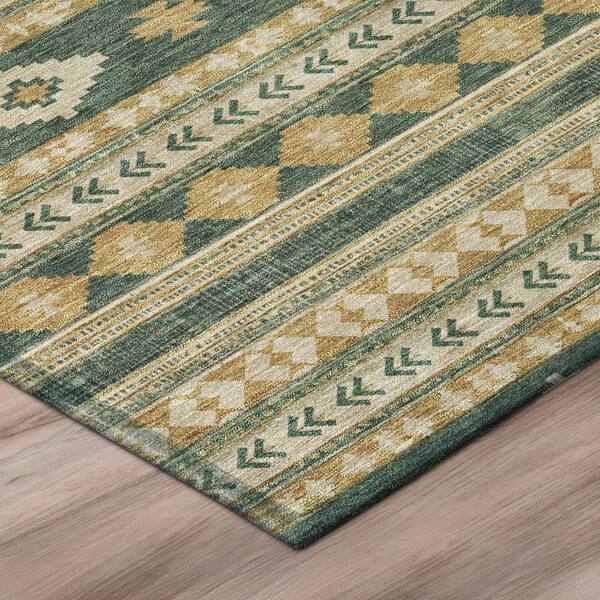 Chantille Machine Washable Indoor/Outdoor Abstract ACN3124 Emerald 2 ft. x 3 ft. Accent Rug