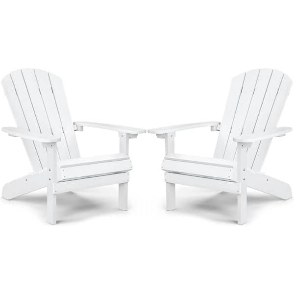 Mximu Classic White Plastic Outdoor Patio Adirondack Chair (Set of 2)