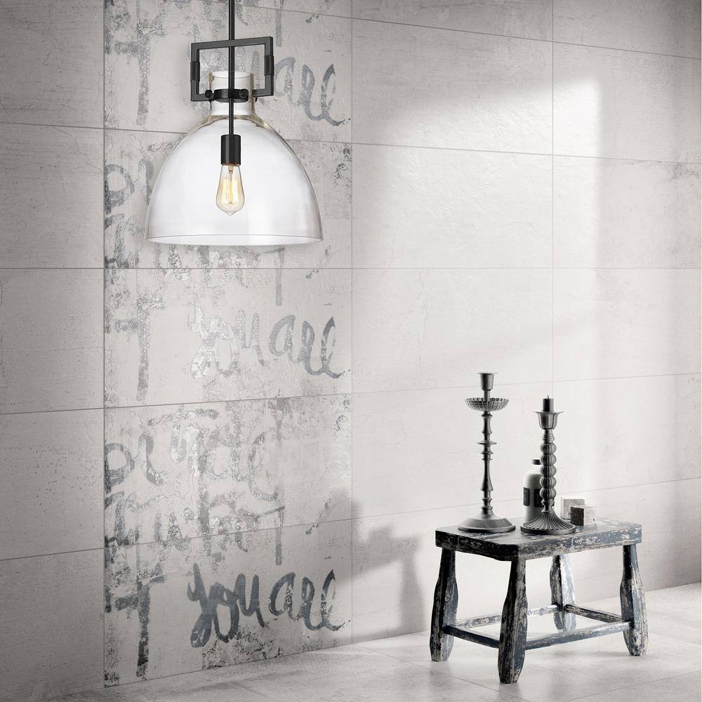 Matte Black Glass Dome Pendant Light with Aged Brass Finish