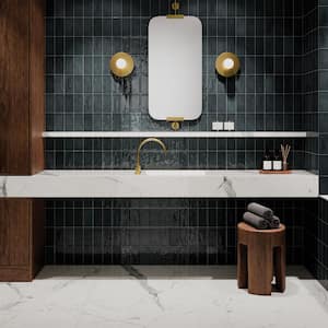 Marin Rectangle Glossy Midnight Tide (Navy Blue) 2 in. x 5 in. Ceramic Wall Tile (5.38 sq. ft./Case)