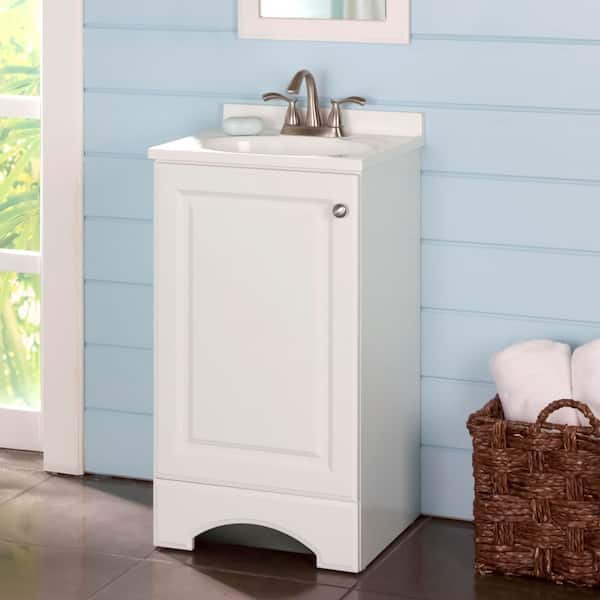 19 in. Single Sink White Bath Vanity with White Cultured Marble Top (Assembled)