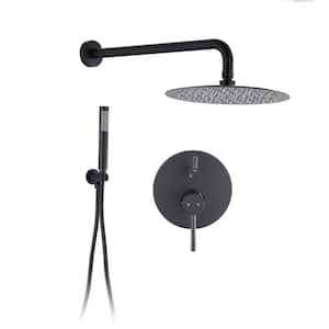 2-Spray 10 in. Dual Shower Head Wall Mount Fixed and Handheld Shower Head Flow Rate 1.8 GPM in Matte Black