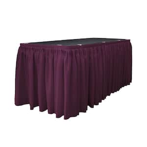 30 ft. x 29 in. L Eggplant Polyester Poplin Table Skirt with 15-Large Clips