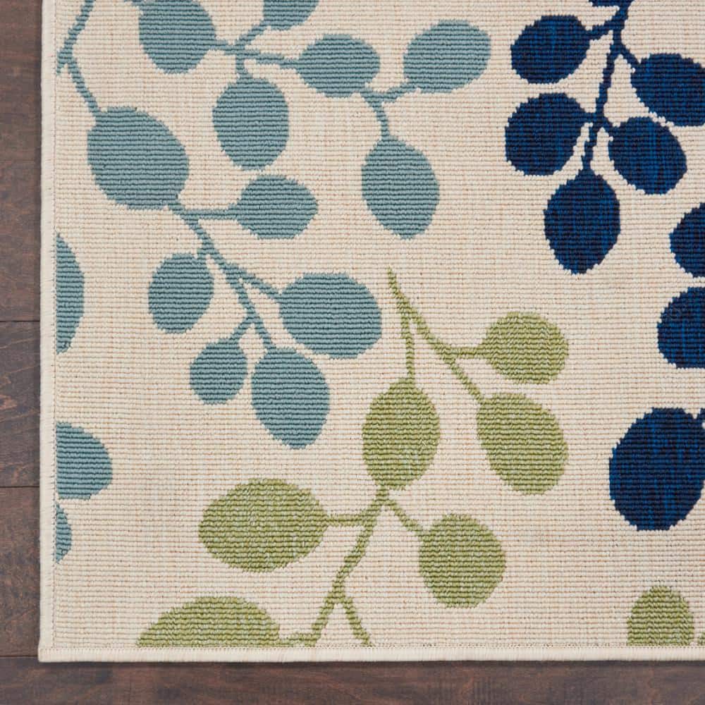 Ivory Hand-knotted Synthetic Square Stain-resistant Rug