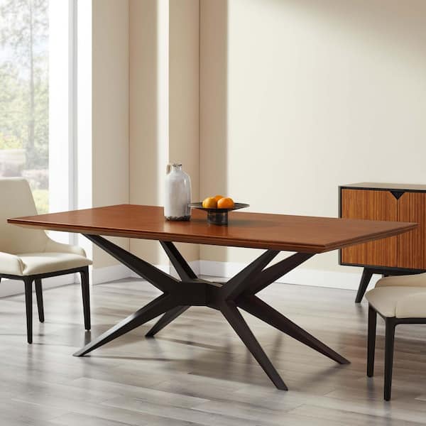 Rodney Brown Copper and Charcoal Bamboo Cross Legs Dining Table Seats 4