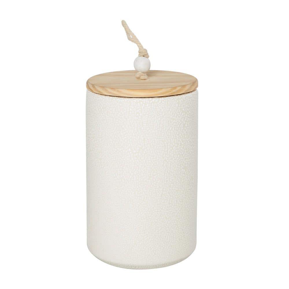White Glass Canister Set with Wooden Lids