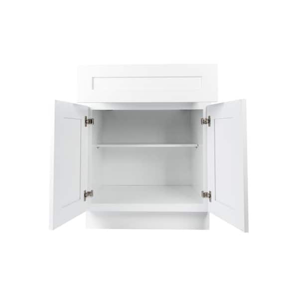 Plywell Ready to Assemble 27x34.5x24 in. Shaker Base Cabinet with 2-Door and 1 Drawer in White