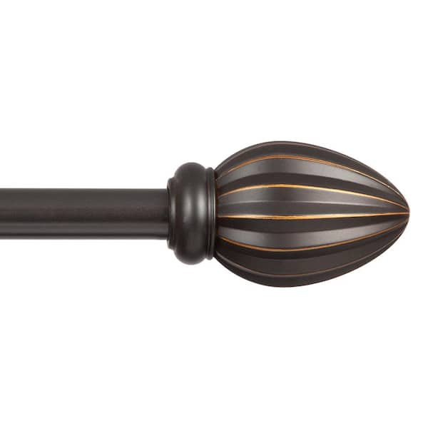 Kenney Fast Fit Easy Install Bailey 36 in. - 66 in. Adjustable Single Curtain Rod 5/8 in. Dia., Oil Rubbed Bronze with Finials