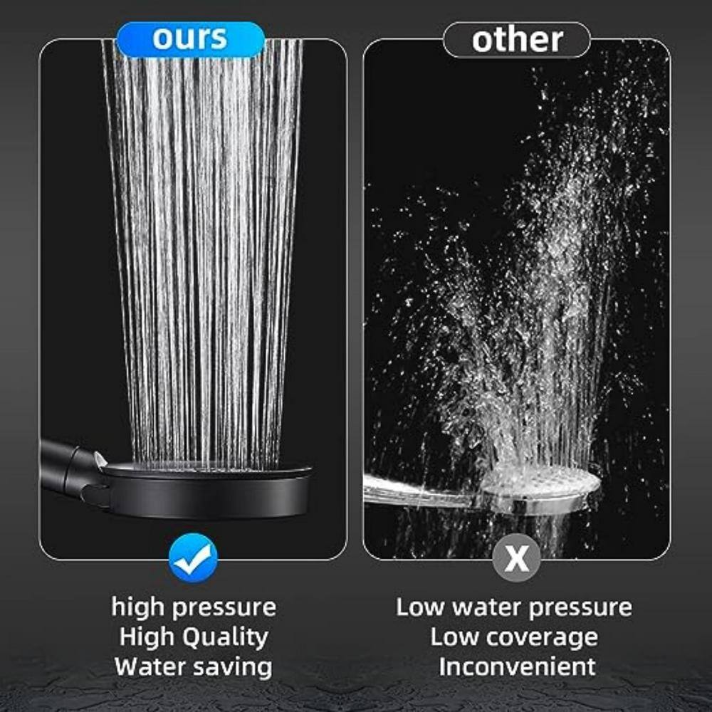 Matte Black Handheld 6-Spray Wall Mounted Shower Head
