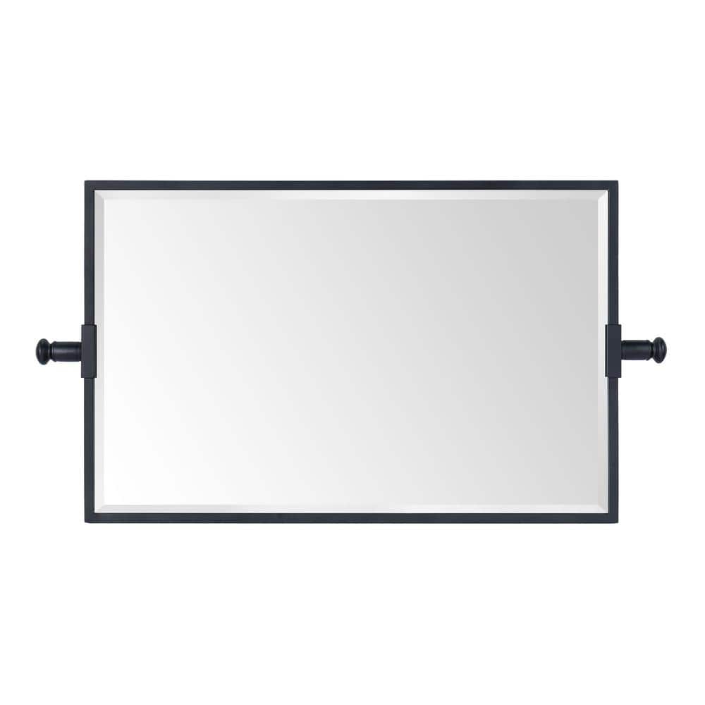 Matte Black Rectangular Stainless Steel Wall Mounted Bathroom Vanity Mirror