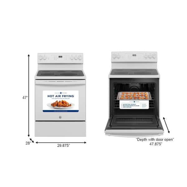 JB735DPWW GE 30 Free-Standing Electric Convection Range with No Preheat  Air Fry
