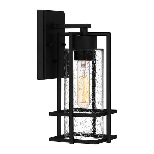 Quoizel Damien 1-Light Earth Black Hardwired Outdoor Wall Lantern Sconce