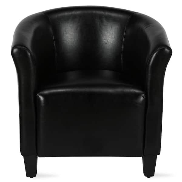 Unbranded Bermuda Black Faux Leather Upholstered Accent Chair