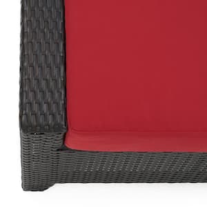 Deco 6-Piece Wicker Patio Conversation Set with Sunbrella Sunset Red Cushions