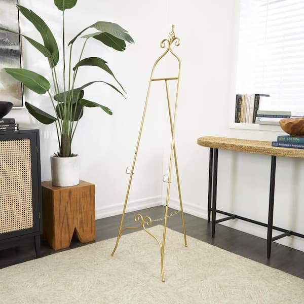 63 in. Gold Metal Display 3 Tier Scroll Easel