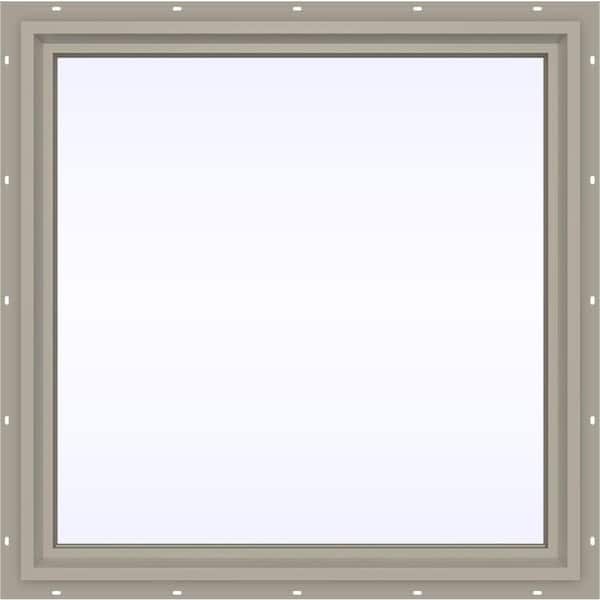 JELD-WEN 35.5 in. x 35.5 in. V-4500 Series Desert Sand Vinyl Picture Window w/ Low-E 366 Glass
