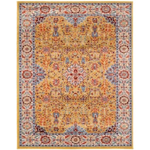 Scentasia Yellow 5 ft. 1 in. x 7 ft. 6 in. Transitional Bordered Area Rug
