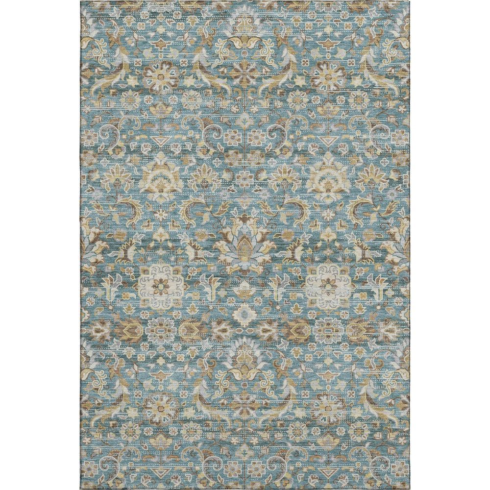 Mayfield Premium Machine Washable Abstract AMF2485 Teal 5 ft. x 7 ft. 6 in. Area Rug price history on PriceWatchPro
