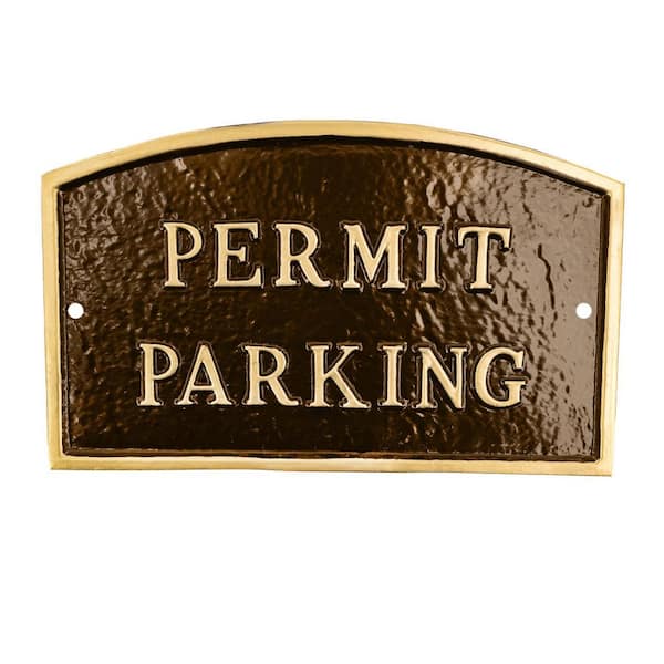 10 in. x 15 Standard Arch Permit Parking Statement Plaque Sign - Oil Rubbed/Gold