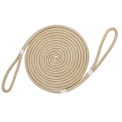 BoatTector Premium Double Looped Nylon Dock Line for Mooring Buoys - 5/8 in. x 30 ft., White and Gold