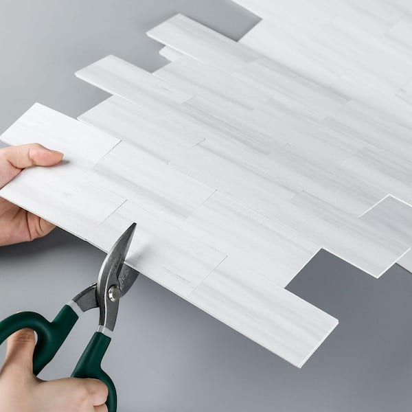 11.6 in. x 11.4 in. x 0.12 in. White Peel and Stick Backsplash for Kitchen, Self-Adhesive Vinyl Wall Tile, 10-Pack