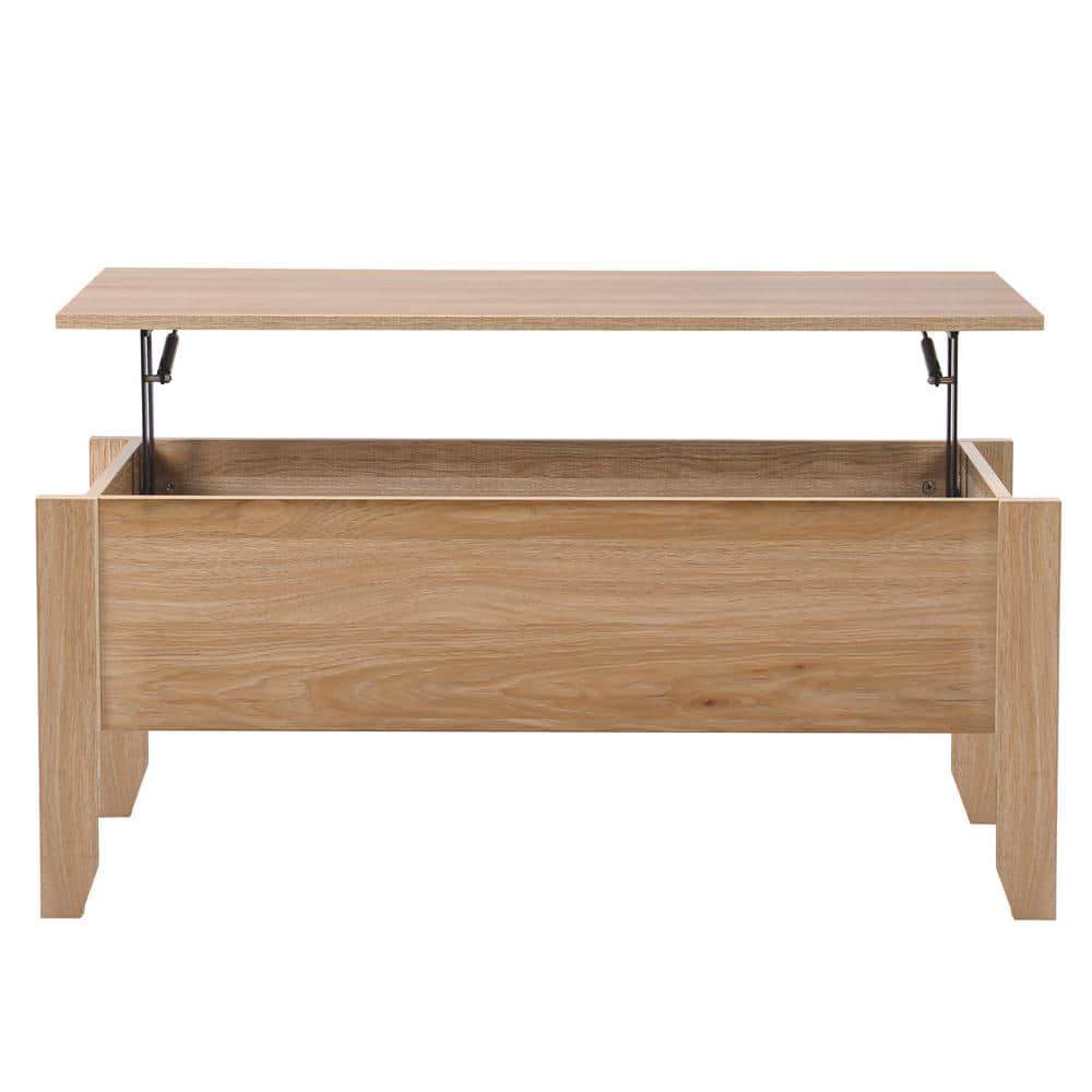 39 in. x 16.3 in. Oak Rectangle MDF Coffee Table with Storage, Sofa Table F