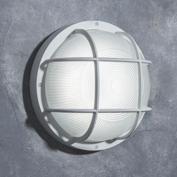 Coastal Jacksonville White Integrated LED Bulkhead Wall Lantern