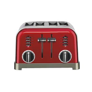 Classic Series 4-Slice Red Wide Slot Toaster with Crumb Tray
