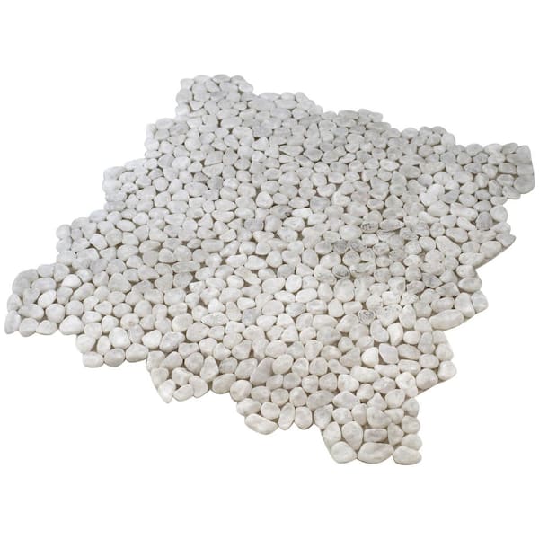 Micro White 12 in. x 12 in. Pebble Mosaic Stone Tile (10 sq. ft./Case)