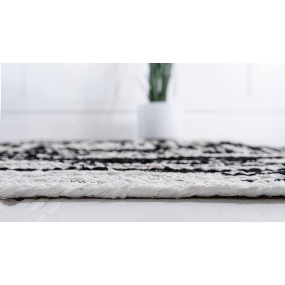 Handmade Black and White Braided Cotton Rectangular Area Rug 8' x 10'