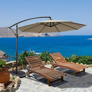 10 ft. Iron Cantilever Tilt Patio Umbrella in Tan with Stand