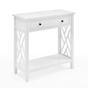 Coventry 32 in. White Standard Rectangle Wood Console Table with Drawer